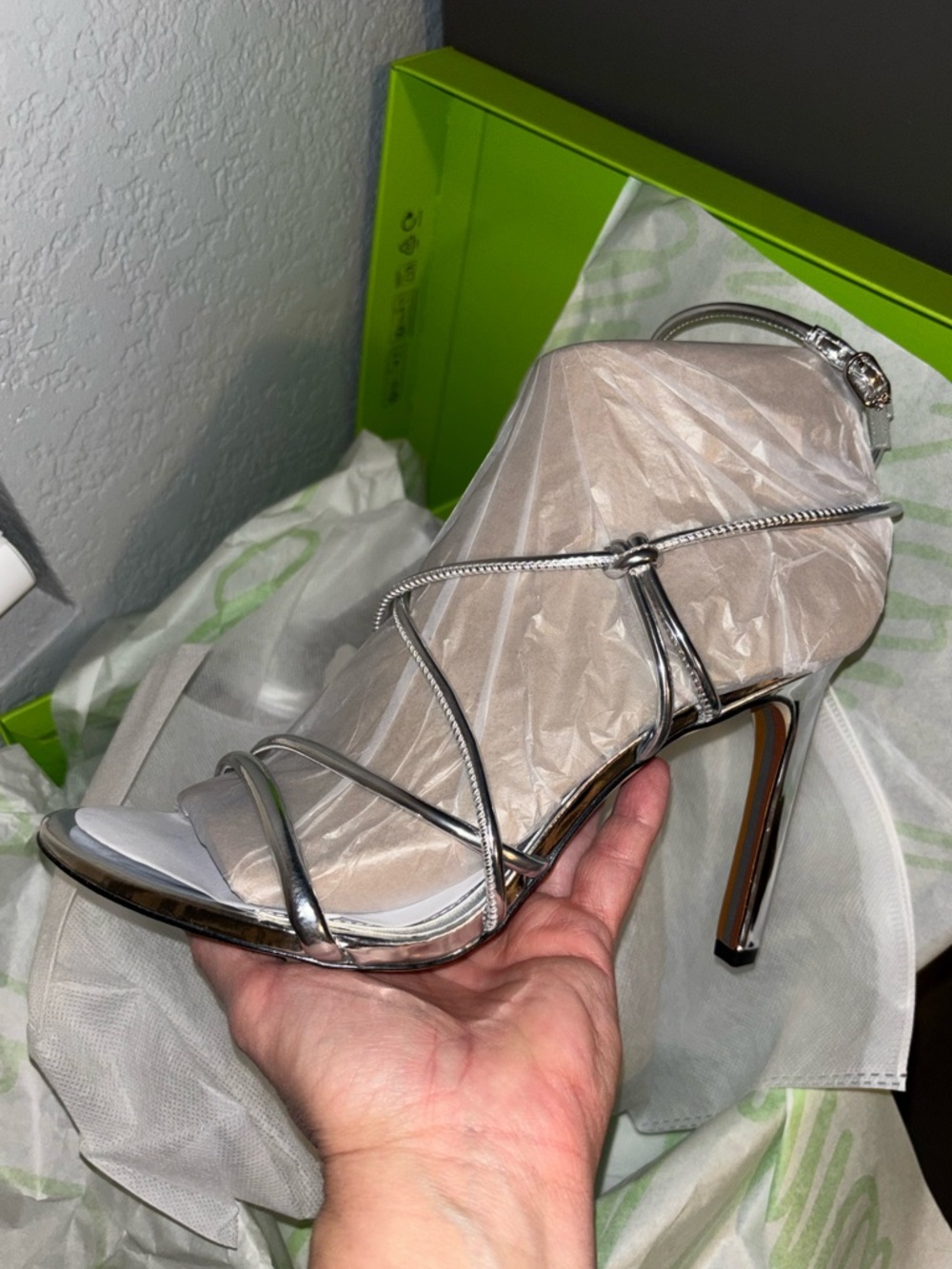 2/$120 SAM EDeLMAN NIB Silver Isadora Ankle Strap Sandal, Metallic Heels - Picture 11 of 16